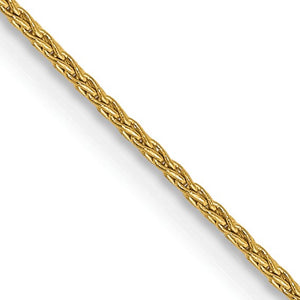 1mm Wheat Chain Necklace Solid 14K Yellow Gold 18"