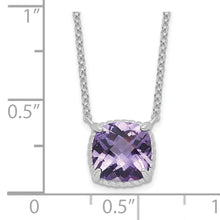 Load image into Gallery viewer, Sterling Silver Rhodium-plated Square Amethyst w/2 in ext. Necklace
