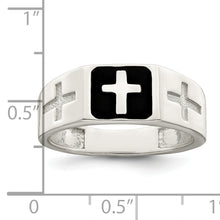 Load image into Gallery viewer, Sterling Silver Rhodium-plated Enameled Cross Ring

