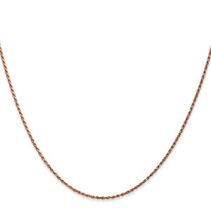 1mm Rope Chain Necklace Solid 14K Rose Gold 18"