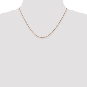 1mm Rope Chain Necklace Solid 14K Rose Gold 18"