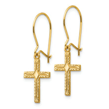 Load image into Gallery viewer, 14k Polished &amp; Satin Cross Earrings

