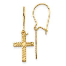 Load image into Gallery viewer, 14k Polished &amp; Satin Cross Earrings
