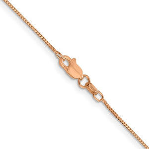 .7mm Box Chain Necklace Solid 14K Rose Gold 18"