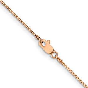 .9mm Box Chain Necklace Solid 14K Rose Gold 18"
