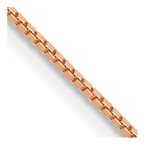 .9mm Box Chain Necklace Solid 14K Rose Gold 18"