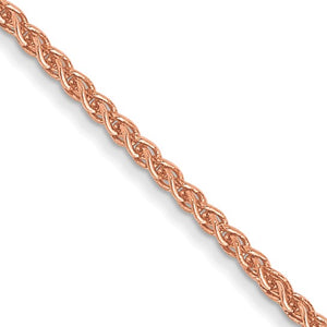 1.05mm Spiga Chain Necklace Solid 14K Rose Gold 18"