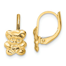 Load image into Gallery viewer, 14K Madi K Polished Teddy Bear Leverback Earrings

