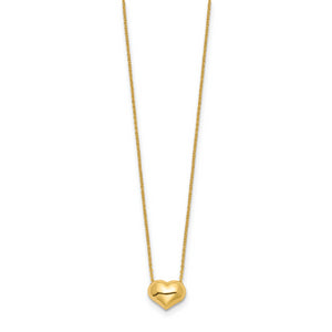 14k Polished Puffed Heart 16.5 inch Necklace