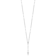 Load image into Gallery viewer, 14K White Gold Polished Faceted Beads Rosary 18 inch Necklace
