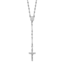 Load image into Gallery viewer, 14K White Gold Polished Faceted Beads Rosary 18 inch Necklace
