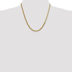 3mm Herringbone Necklace Solid 14K Yellow Gold 20"