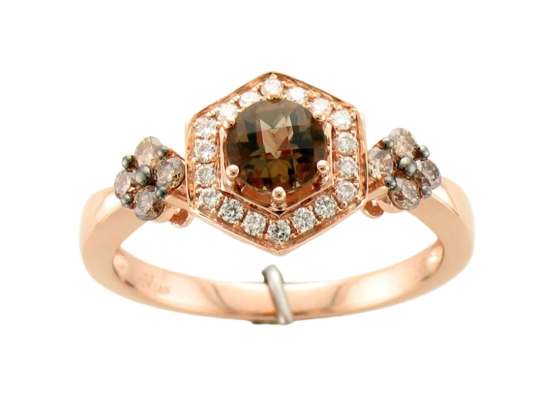 14K Strawberry Gold® Ring | Chocolate Quartz® 1/3 cts. | Chocolate Diamonds® 1/5 cts., Vanilla Diamonds® 1/8 cts.