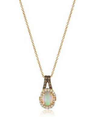 14K Strawberry Gold® Pendant | Neopolitan Opal™ 1/2 cts. | Chocolate Diamonds® 1/15 cts., Vanilla Diamonds® 1/10 cts.