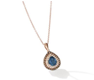 14K Strawberry Gold® Pendant | Deep Sea Blue Topaz™ 3/4 cts. | Chocolate Diamonds® 1/5 cts., Vanilla Diamonds® 1/10 cts.