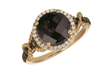 14K Strawberry Gold® Ring | Pomegranate Garnet™ 2 3/4 cts. | Chocolate Diamonds® 1/5 cts., Vanilla Diamonds® 1/8 cts.