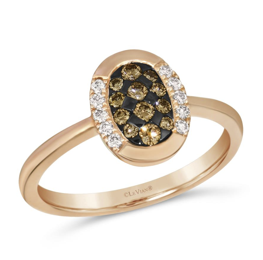 14K Strawberry Gold® Ring | Chocolate Diamonds® 1/5 cts., Nude Diamonds™ 1/10 cts