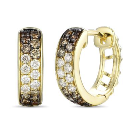 14K Honey Gold™ Earrings | Chocolate Ombré Diamonds® 1/2 cts., Vanilla Diamonds® 1/15 cts.