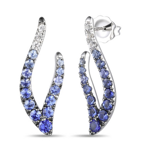 14K Vanilla Gold® Earrings | Denim Ombré® 1 cts., White Sapphire 1/8 cts.