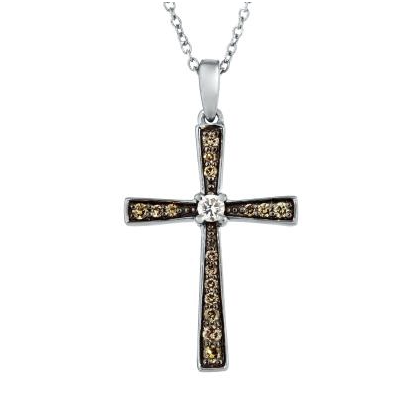 14K Vanilla Gold® Pendant | Vanilla Diamonds® 1/20 cts., Chocolate Diamonds® 1/6 cts