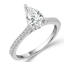 Load image into Gallery viewer, Lab Grown Diamond Bridal Ring 1.50 ct tw Center Pear 14k White Gold
