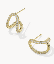 Load image into Gallery viewer, Daphne Pave Gold Huggie Earrings
