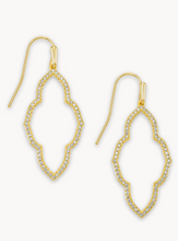 Load image into Gallery viewer, Abbie Gold Small Open Frame Earrings in White Crystal
