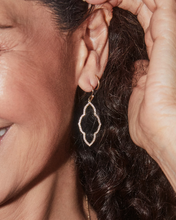 Load image into Gallery viewer, Abbie Gold Small Open Frame Earrings in White Crystal
