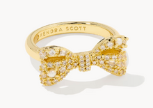 Load image into Gallery viewer, Krista Gold Bow Cocktail Ring in White Mix
