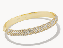 Load image into Gallery viewer, Mikki Gold Pave Bangle Bracelet in White CZ
