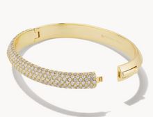Load image into Gallery viewer, Mikki Gold Pave Bangle Bracelet in White CZ
