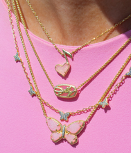 Load image into Gallery viewer, Dolly Parton x Kendra Scott Gold Butterfly Short Pendant Necklace in Light Pink Drusy
