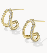 Load image into Gallery viewer, Daphne Pave Gold Huggie Earrings
