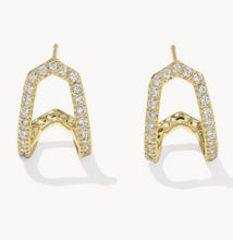 Load image into Gallery viewer, Daphne Pave Gold Huggie Earrings
