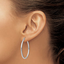 Load image into Gallery viewer, 14k White Gold Polished 2x35mm Lightweight Tube Hoop Earrings
