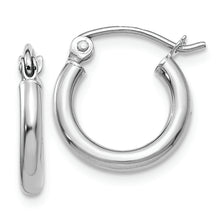 Load image into Gallery viewer, 14k White Gold Polished 2x12mm Tube Hoop Earrings
