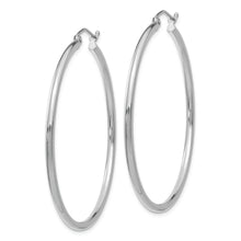 Load image into Gallery viewer, 14k White Gold Polished 2x45mm Lightweight Tube Hoop Earrings
