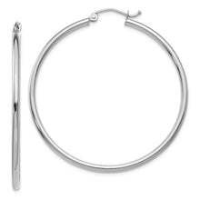 Load image into Gallery viewer, 14k White Gold Polished 2x45mm Lightweight Tube Hoop Earrings

