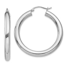 Load image into Gallery viewer, 14K White Gold Polished 4mm Tube Hoop Earrings
