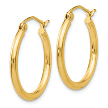 Load image into Gallery viewer, 14k Polished 2x20mm Lightweight Tube Hoop Earrings
