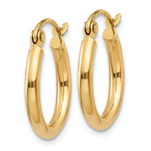 Load image into Gallery viewer, 14k Polished 2x15mm Lightweight Tube Hoop Earrings
