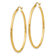 Load image into Gallery viewer, 14k Polished 2x45mm Lightweight Tube Hoop Earrings
