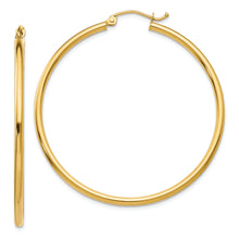 Load image into Gallery viewer, 14k Polished 2x45mm Lightweight Tube Hoop Earrings
