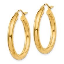 Load image into Gallery viewer, 14k Polished 3mm Tube Hoop Earrings

