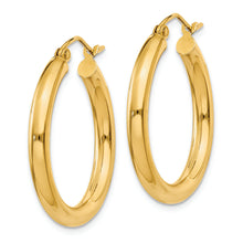 Load image into Gallery viewer, 14k Polished 3mm Lightweight Tube Hoop Earrings
