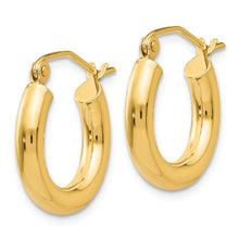 Load image into Gallery viewer, 14K Polished 3mm Tube Hoop Earrings
