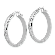 Load image into Gallery viewer, 14K White Gold Diamond Cut Hoop Earrings
