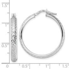 Load image into Gallery viewer, 14K White Gold Diamond Cut Hoop Earrings
