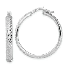 Load image into Gallery viewer, 14K White Gold Diamond Cut Hoop Earrings
