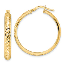 Load image into Gallery viewer, 14K Polished Diamond Cut Hoop Earrings
